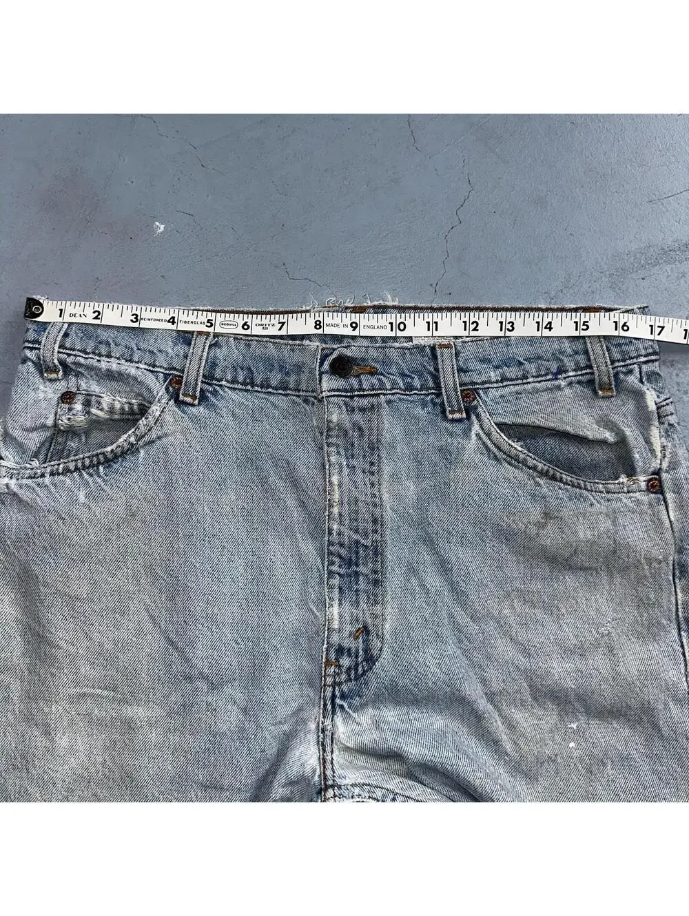 Levis 505 Vintage 90s Orange Tab Jeans 36x32 Thrashed Light Wash 501 Act 33x31